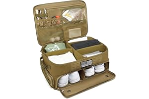 SLINRKE Golf Trunk Organizer - 2 Layer Waterproof Car Golf Locker with Separate Ventilated Compartment for 2 Pair Shoes, Storage Bag for Shoes Balls Tees Clothes Gloves Accessories (Brown)