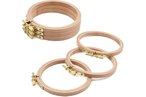 ZOCONE 6 PCS Beech Wood Embroidery Hoops, Wood Circle Hoop Ring Cross Stitch Hoop for Embroidery, Cross Stitch, Needlework, Art Craft Handy Sewing and Christmas Decoration (Size-4")