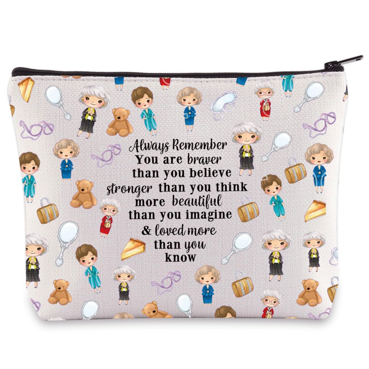 LEVLO Golden Inspired Cosmetic Make Up Bag Golden TV Show Fans Gift You Are Braver Stronger Smarter Than You Think Makeup Zipper Pouch Bag For Women Girls, Always Golden, L, Make Up Bag