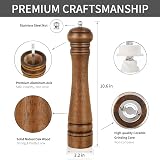 Haomacro 10 Inch Oak Wood Pepper Mill Salt Grinder Adjustable Ceramic Rotor view 2