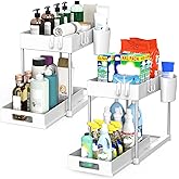 Under Sink Organizers and Storage, 2 Pack Large Capacity Heavy Load Pull-out Under Sink Shelves with Sliding Drawer for Kitch