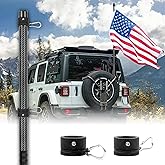 HIBLE 7 Feet Carbon Fiber Flag Pole for Truck, Jeep, Car, Pickup, RV, 1 1/4 Inch High Speed Flag Pole with Protective Sleeve (2 Sections Flagpole, Fit 1.3-1.5 Inch Hitch Mount)