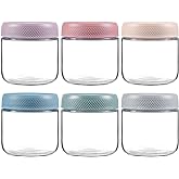 NETANY 6-pack 10oz Glass jars with Airtight Lids, Overnight Oats Containers with Lids, Wide mouth Mason Salad jars, Glass Food Storage Containers for Snacks Yogurt Spice Sugar