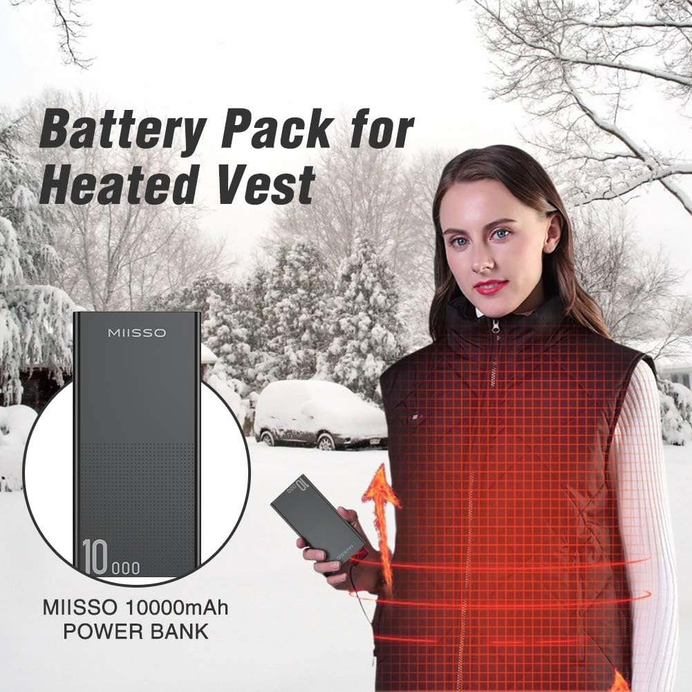 10000mAh Cell Phone External Battery Pack, Portable Phone Charger Power Bank 5V 3.1A Fast Charging Mobile Phone Charger Compatible with iPhone 6/6s/7/8/X/XS/XR/11 and Heated Vest