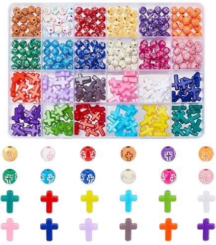 100 PCS Mixed Color Acrylic Cross Beads For Jewelry Making - 0.63x0.51 Inch Craft Spacer Beads