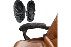 NeColorLife Velvet Office Chair Arm Covers - Removable and Stretchable Armrest Protectors for Desk and Computer Chairs (2Pcs Set, Black)