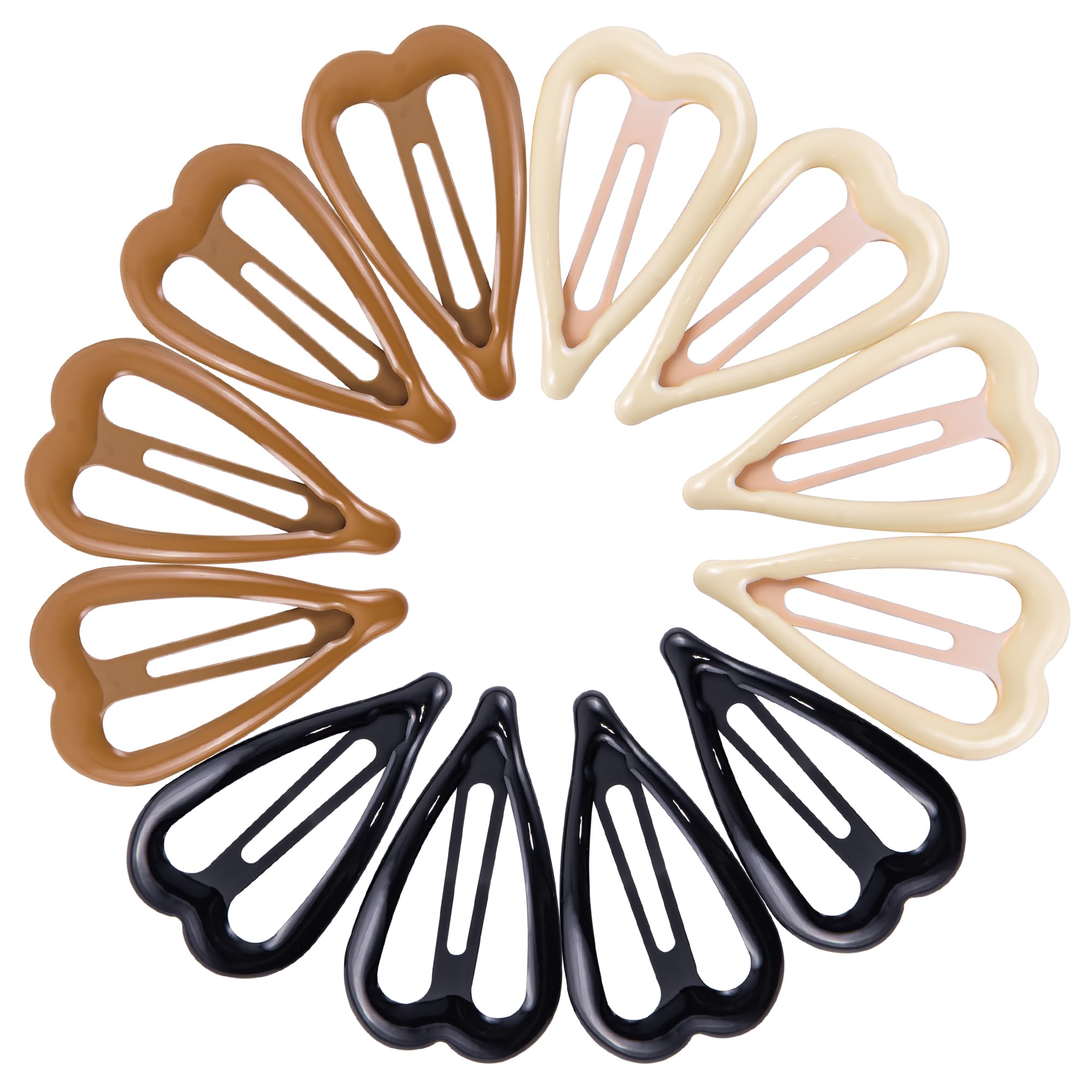Photo 1 of ** MISSING 10 PCS** Cptots 12 PCS Metal Snap Hair Clips Heart Shape Barrettes for Women Non Slip Accessories For Thick and Thin Fine Hair,Black Brown Beige,1.9 x 1.1 Inches.