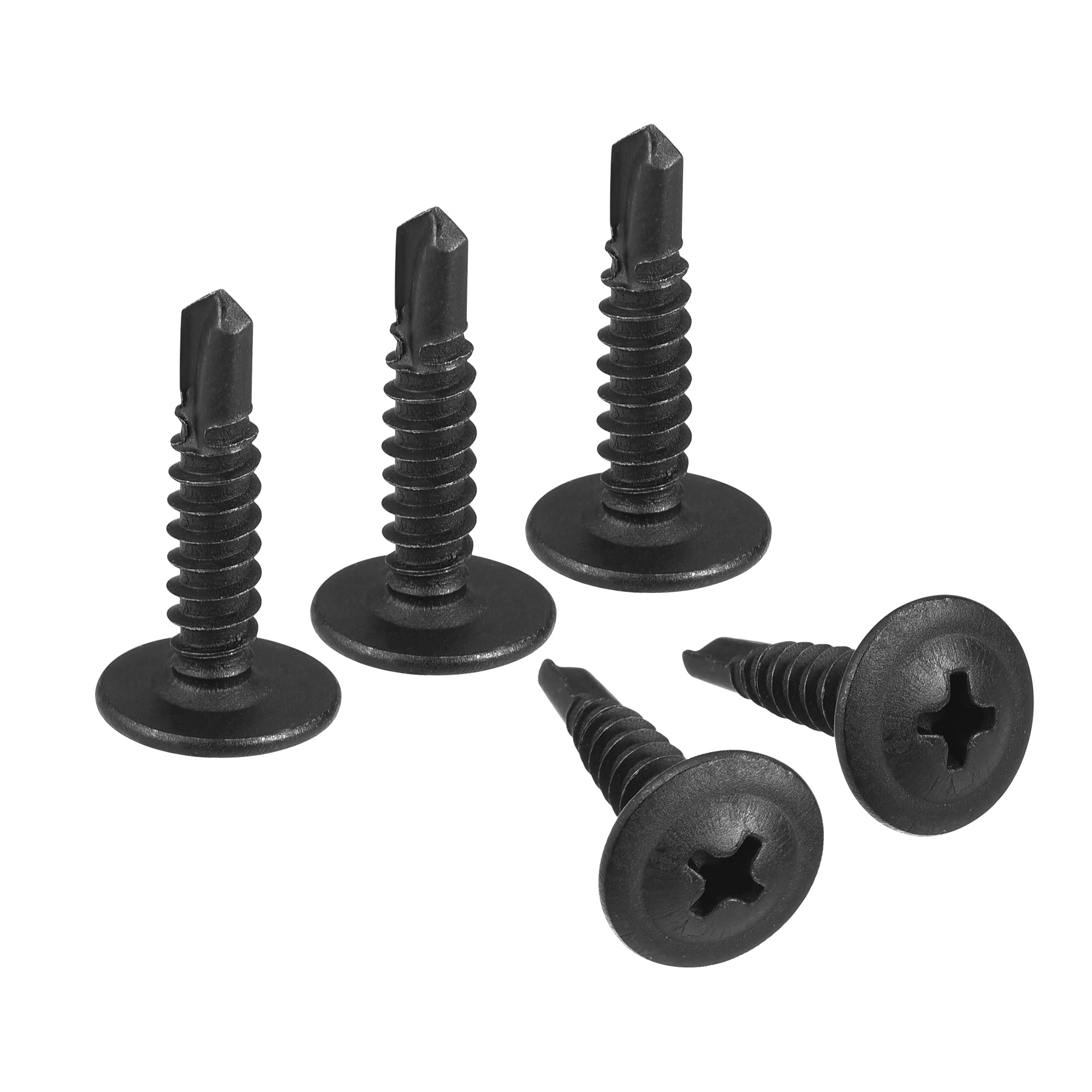 sourcing map Phillips Head Self Tapping Screws, #8 x 3/4" Carbon Steel Self Drilling Sheet Metal Screw Black 200pcs