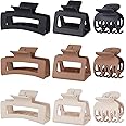 CHANDAT Medium Claw Hair Clips Set for Women - 3 Styles, 9 pcs Rectangle Clips for Thick Hair, Square Clips for Thin Hair - Brown