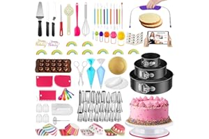 700PCs Cake Decorating Kit with Baking Supplies - Cake Turntable for Decorating with Baking Pans, Leveler, 24 Numbered Piping