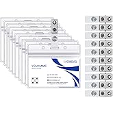 20 Pack Horizontal Badge Holder with Metal Clip, Plastic Name Tag Holder with Clip, Clear ID Tag Holder with Clips