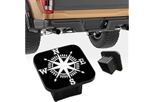 COTPNA Retro Compass Hitch Receiver Cover 2",Black Rose Star Towing Hitch Plug for Men Women,Rubber Protection Accessory Trailer Hitch Cover Fits Most Car