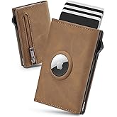 YESIIW Air Tag Wallet for Men - Premium Leather - Pop up Wallet Airtag for Apple Air Tag - 9-11 Card Capacity | ID Window | Cash Slot | Coin Pocket - Slim Wallet for Men with RFID Blocking (Brown)
