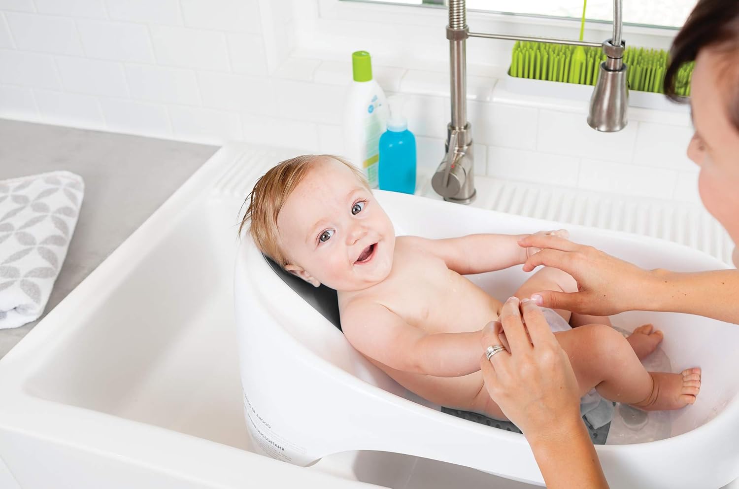 Boon, Soak 3-Stage Bathtub for Babies, Gray, White : Baby