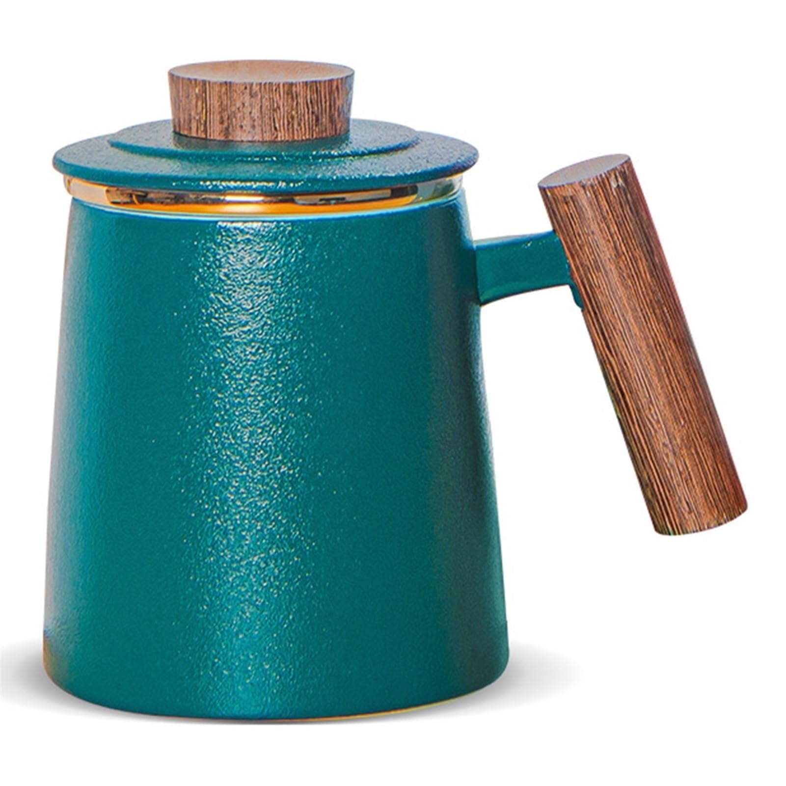 DISDADA Tea Infuser Mug with Lid, Tea Cup with Infuser, Loose Leaf Tea Ceramic Mug, for Office and Home Use Hot Iced Water Juice Beverage (Color : Dark Green)