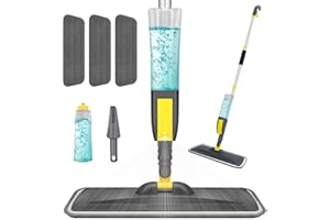 NileHome Spray Mop for Floor Cleaning, Dust Mop with 3 Pcs Washable Pads and 400 ml Refillable Bottle for Household or Commercial Use Wet Mop for Hardwood Laminate Tile Ceramic