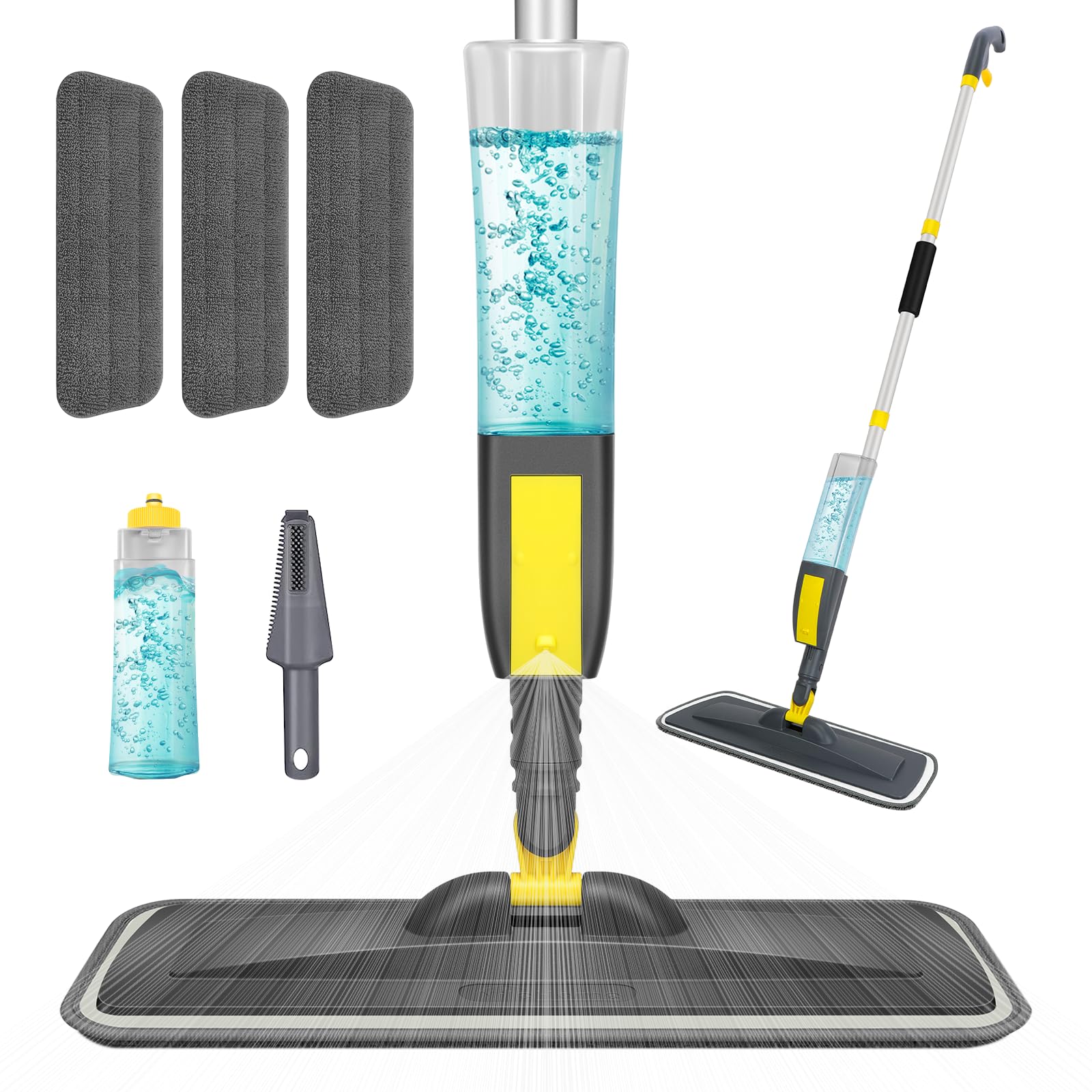 Photo 1 of ***MISSING ASSEMBLY PIECES*** NileHome Spray Mop for Floor Cleaning, Dust Mop with 3 Pcs Washable Pads and 400 ml Refillable Bottle for Household or Commercial Use Wet Mop for Hardwood Laminate Tile Ceramic