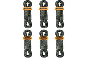 CONBOLA 6 Pack 5 mm Guy Lines Ultralight Tent Cords with Aluminum Adjuster Tensioner Outdoor Camping Guylines Ropes for Tent Tarp, Canopy Shelter, Climbing, Hiking Backpacking Gear