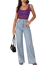 LYANER Women's Floral Lace Scallop Spaghetti Strap
