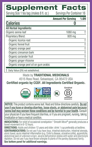 HERB TEA, SMOOTH MOVE, 16 BAG ( VALUE BULK MULTI-PACK)