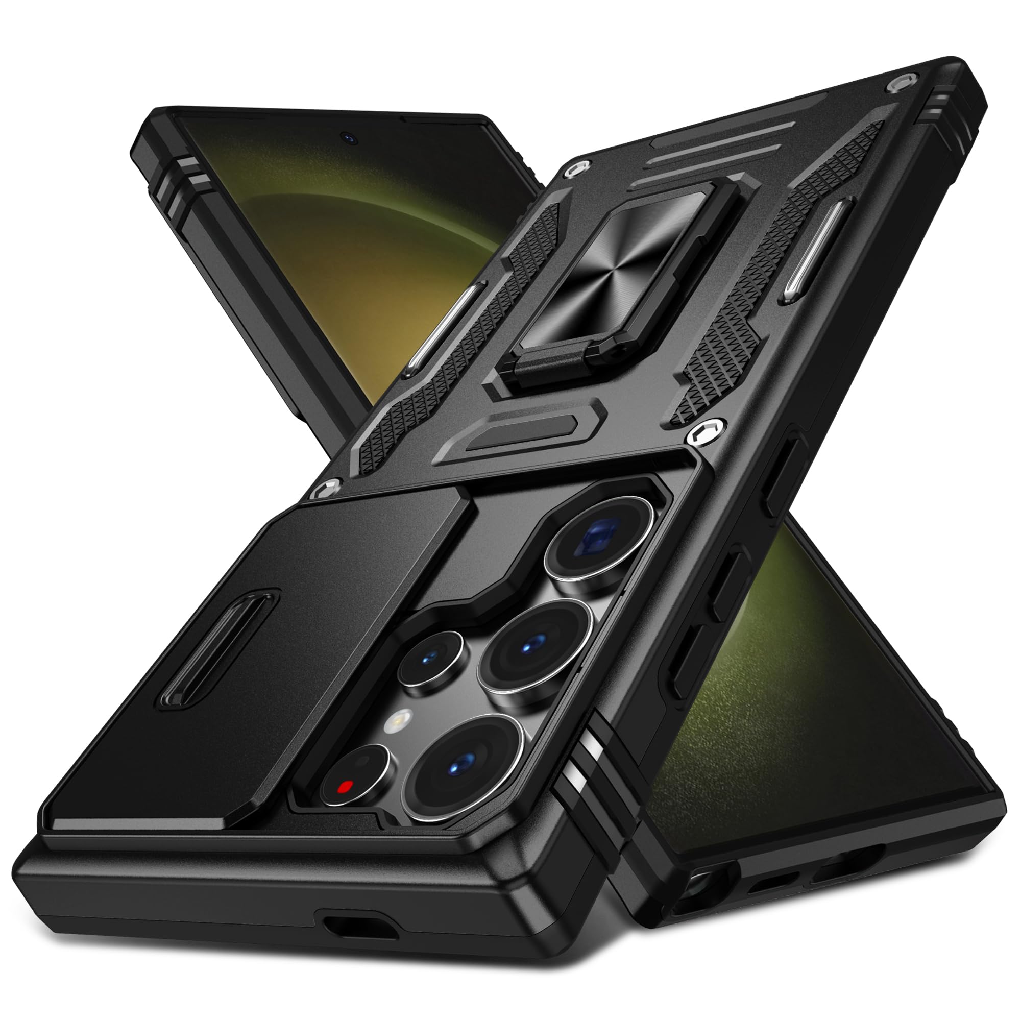 symboly for Samsung Galaxy S24 Ultra Case with Slide Camera Cover [360  Rotated Ring Kickstand] [Military Drop Protection] Soft Edge Shockproof Best  Cases for S24 Ultra (Black) in Saudi Arabia | Whizz Cases