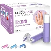 GLUCO-CARE Safety Lancets, 30G x 1.8mm, Contact-Activated, 100 Count | Hygienically Sealed, Gentle Fingerstick Testing, Preloaded &amp; Ready-to-Use, Compact Size, Easy-Twist Cap
