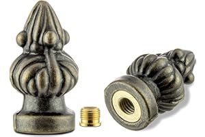 2 Pieces Antique Brass Lamp Finial，Dual-Thread Design,Top Cap Knob for Table Lamp or Floor Lamp Shade Holder Harp