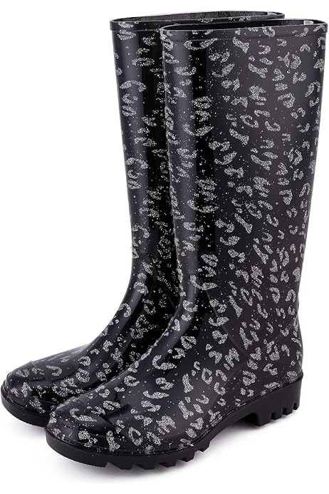 black rain boots with bow