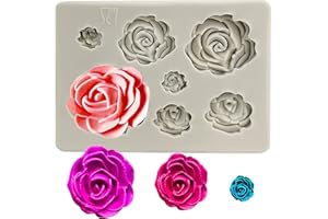 MLOLM Roses Flowers Collection Fondant Candy Silicone Mold for Sugarcraft, Cupcake Toppers, Soap, Polymer Clay,Crafting Projects,Wedding and Birthday Cake Decoration