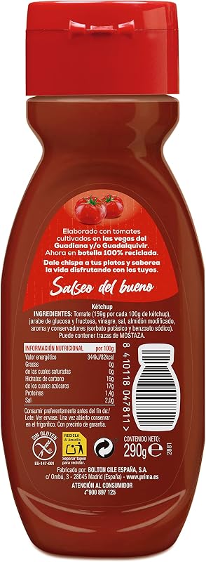 Ketchup de sabor original feito com tomates espanhóis. 290 g