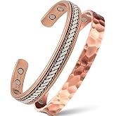 CuPure 99.9% Pure Copper Bracelet, Set of 2 &ndash; Adjustable Kada Cuff for Men &amp; Women, Anniversary &amp; Birthday Gift