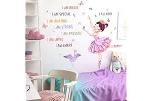 OOTSR Ballet Girls Wall Decals, Inspirational Girl Home Decor Wall Stickers, Princess Wall Sticker Kids Bedroom Baby Nursery 