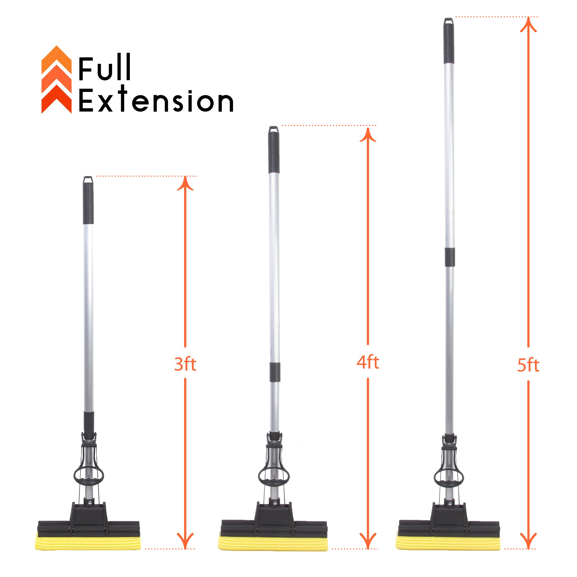 Kitchen + Home Absorbent PVA Double Roller Sponge Foam Mop with Extendable Handle