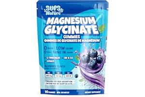 Magnesium Glycinate Gummies with Magnesium L-Threonate, No Melatonin - 90 Count, Blueberry
