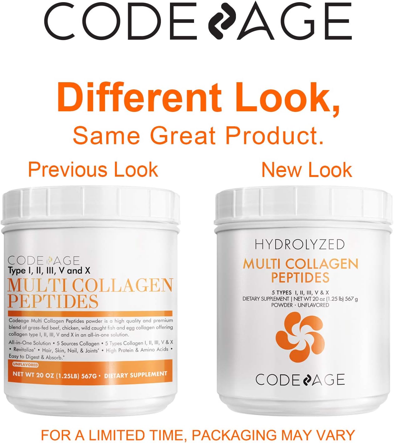 Codeage Multi Collagen Protein Powder Peptides, Hydrolyzed, Type I, II, III, V, X Grass Fed All in One Super Bone Broth and Collagen Supplement, Non-GMO, 20 Ounces: Health & Personal Care