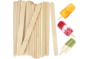 Acerich 200 Pcs Craft Sticks, Popsicle Sticks Ice Cream Wooden Sticks 4.5 Inch Length Treat Sticks for DIY Crafts, Mixing, Waxing