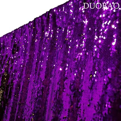Amazon Com Duobao Sequin Backdrop 2 Panels 2ftx8ft Purple To Gold