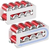 DEYILIAN 2 Pack Soda Can Organizer,Can Dispenser for Refrigerator Drink Storage Rack for Standard and Tall Can Pop Can Holders for Pantry Cabinet White