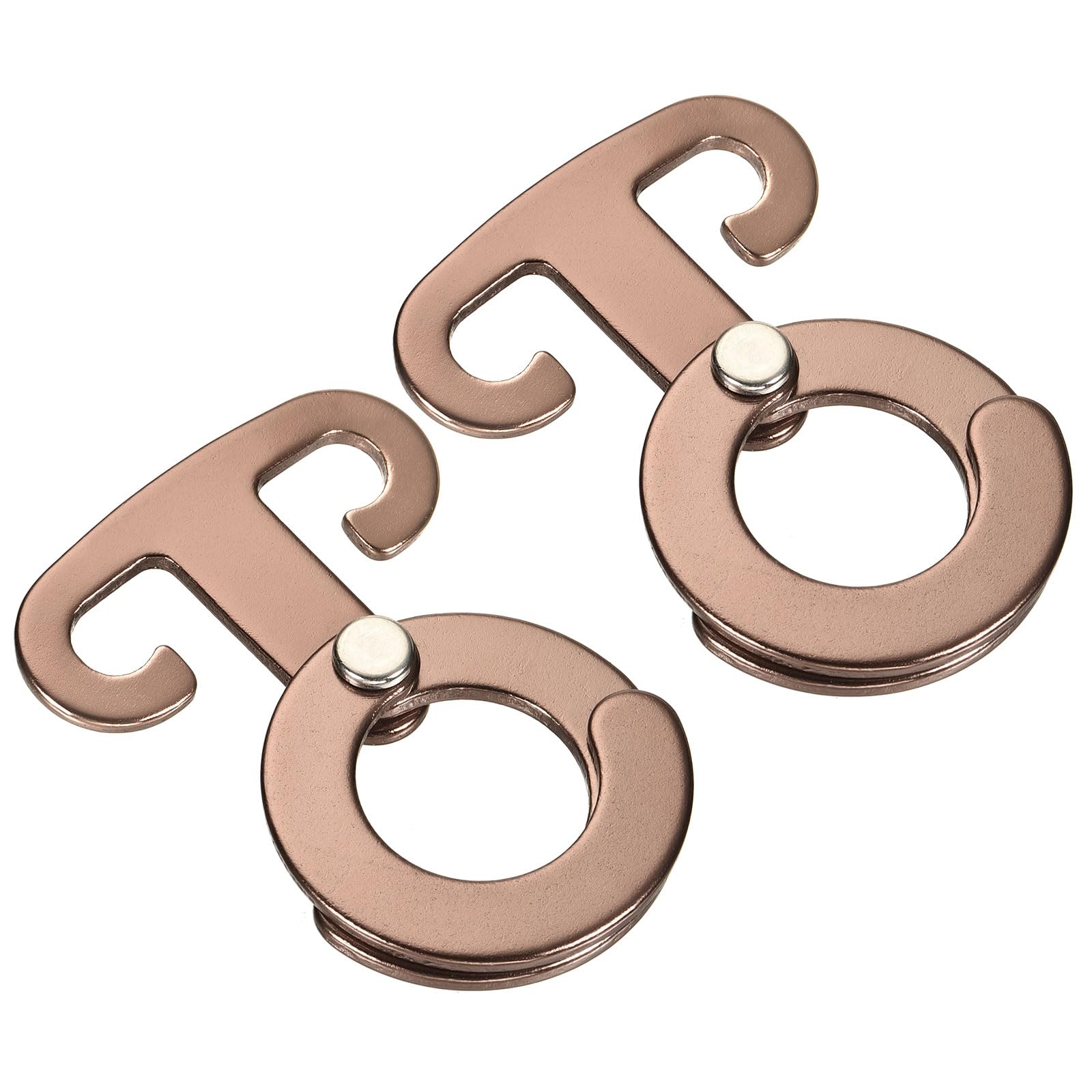 M METERXITY 2 Pack Camping T Shape Ring Hooks - Aluminum Alloy Tent Cord Hook Hanger Rope Tensioners, Apply to Camping Hiking Awning (Brown)
