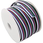 RGBSIGHT 40FT 18 Gauge RGBW LED Strip Extension Cable 18AWG 5pin 5 Color Stand Electrical Flexible Wire Extension Cord for RGBW RGBWW LED Ribbon Lamp Tape Lighting (40 Feet per Spool)