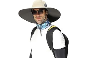 Leotruny Men Wide Brim Sun Hats UPF50+ Waterproof Breathable Bucket Hat for Fishing, Hiking, Camping