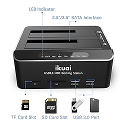 ikuai SATA to USB 3.0 Dual Bay Hard Drive Dock for