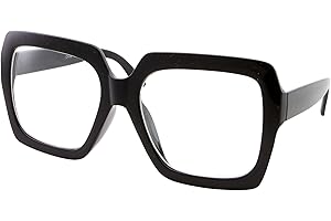 grinderPUNCH XL Black Thick Square Oversized Clear Lens Glasses - Men and Women Costume or Fashion
