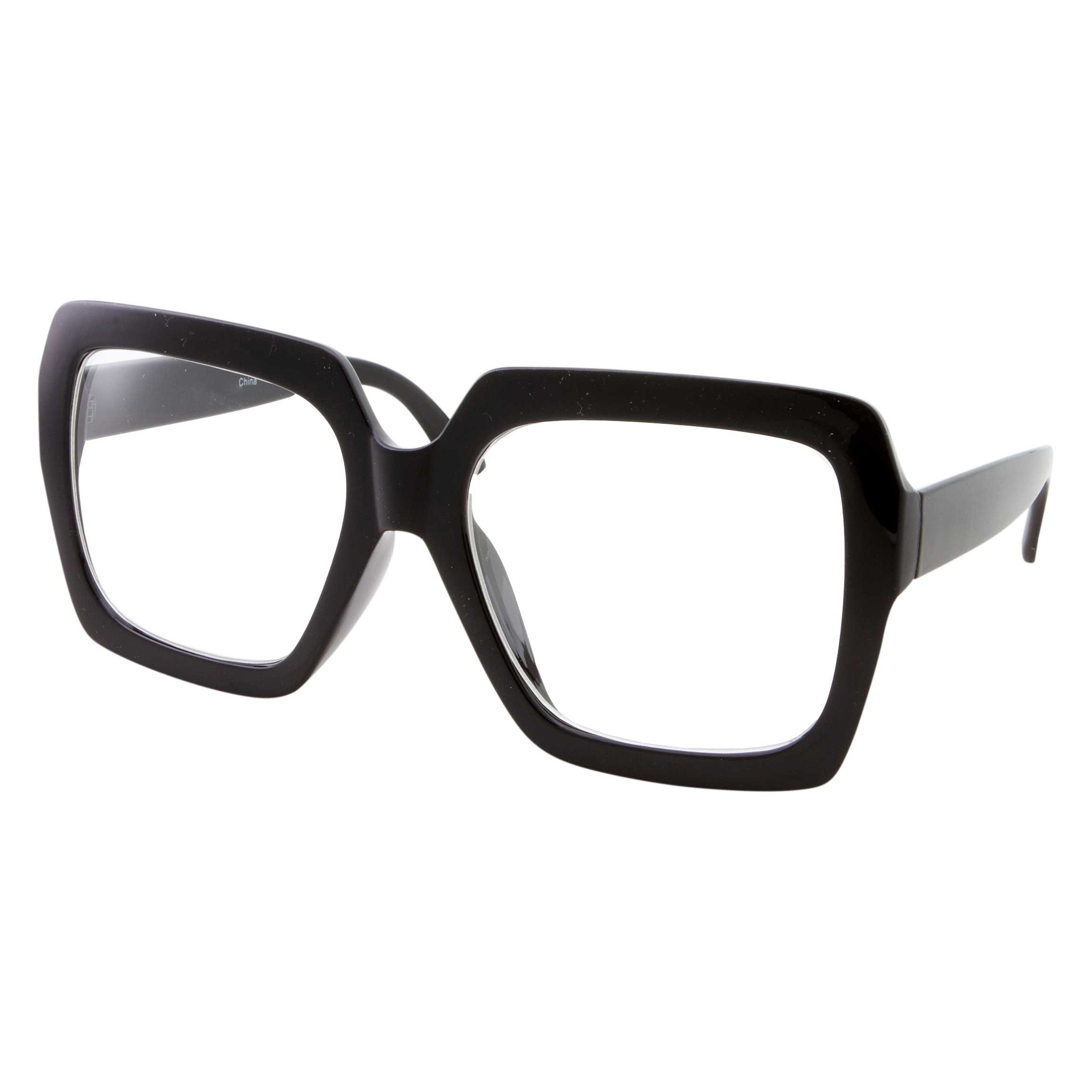 XL Black Thick Square Oversized Clear Lens Glasses - Men and Women