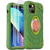 KCJ Compatible with iPhone 14 Case & iPhone 13 Case with [2 x Screen Protectors+1xCamera Lens Protector] Military Grade Drop Protection Case for iPhone 14/iPhone 13 6.1" Avocado