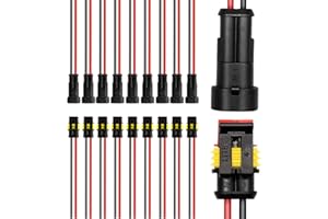 I Little Bamboo 2Pin Way 16 AWG Waterproof Electrical Connectors, Male and Female Way 16 AWG Wire Harness Plug Socket Kit Suitable for Car, Truck, Boat, Motorcycle, Trike, Caravan, Marine-10 Pack