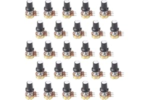 AITIAO 25Sets B5K Ohm Knurled Shaft Linear Rotary Taper Potentiometer WH148 B5K Single-Joint Variable Resistors 15mm Shaft 3Pins 5K Ohm Potentiometer with Nuts, Washers and Knob