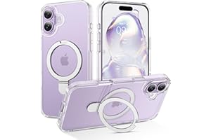 DUEDUE Magnetic Case Compatible with iPhone 17 Case,Crystal Clear MagSafe Phone Case iPhone 17 with Ring Holder Stand,Anti Ye