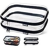 Gberlczz Clear Zipper Pouches for Organizer, Waterproof Hard Clear Zipper Case, Hard Plastic Pouch with Zippered