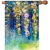 Txtains Watercolor Abstract Floral Flowers Leaves Spring Summer Seasonal House Flag 28 x 40 Inch Double Sided Garden Yard Outdoor Banner Decor